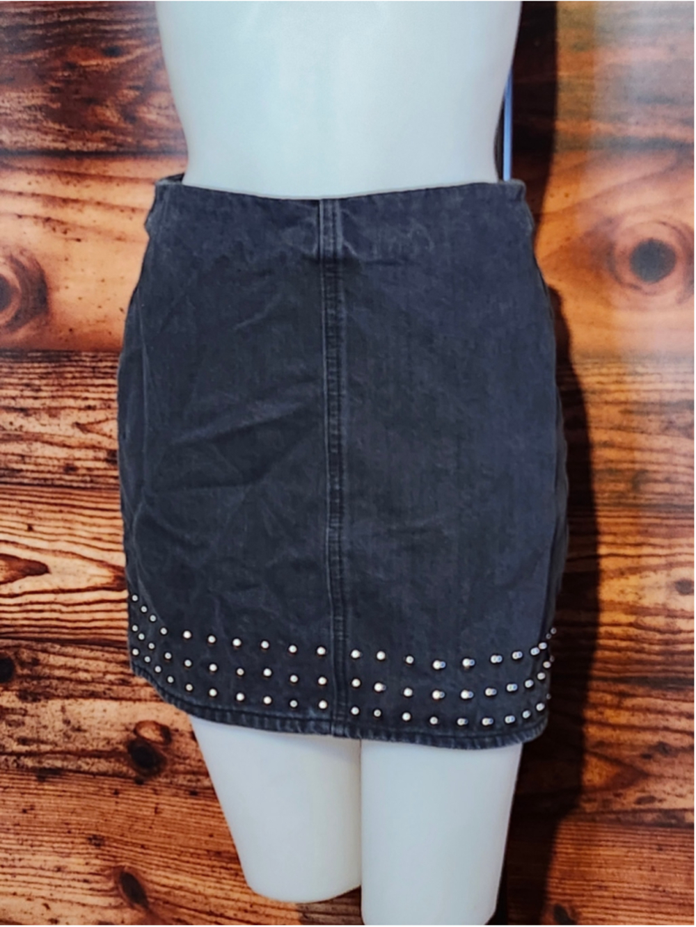 Women's Forever 21 Black Studded Denim Mini Skirt Size S
